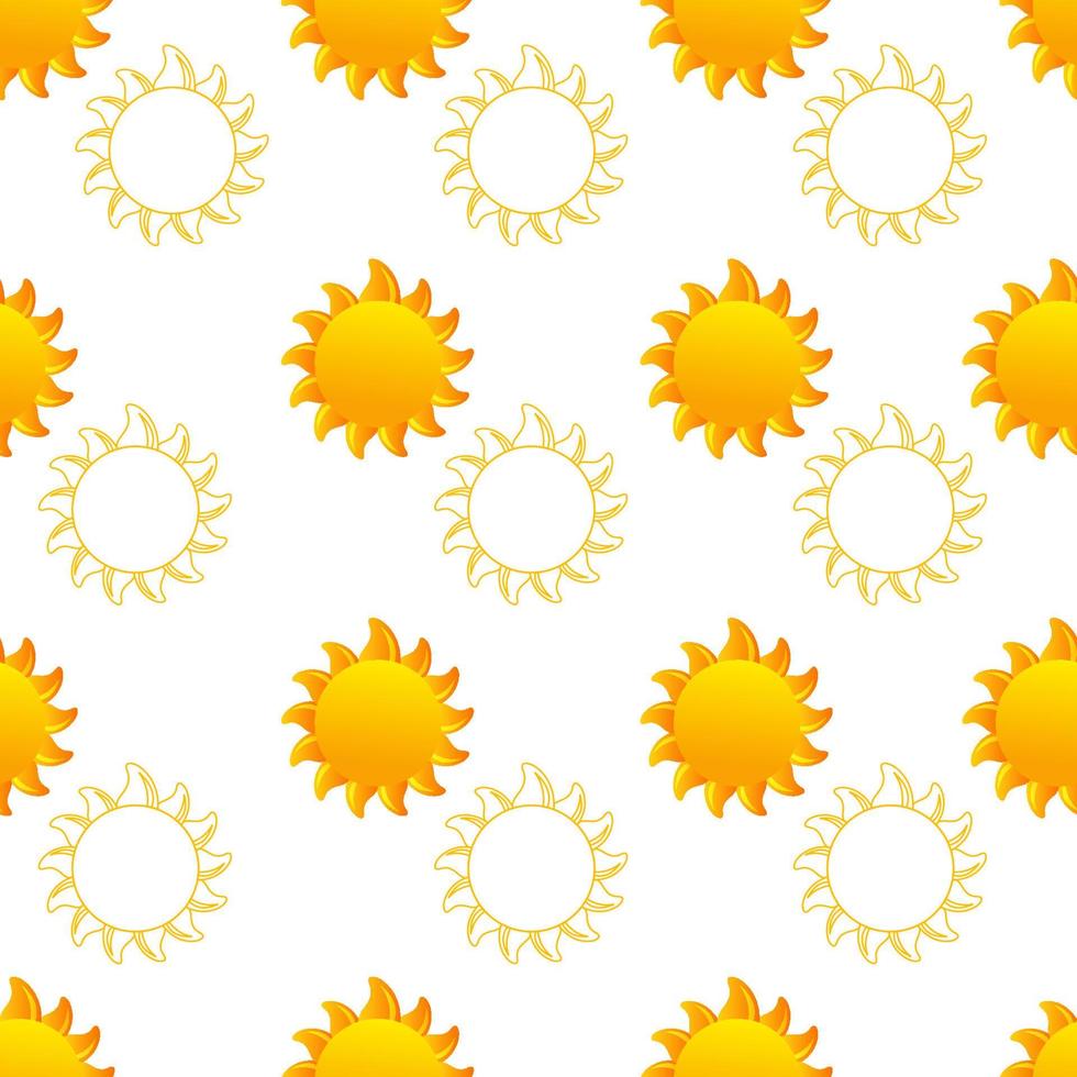 padrão de sol sem emenda dos desenhos animados mão desenhada de vetor. ícone do tempo doodle para crianças, tecido, estampas vetor