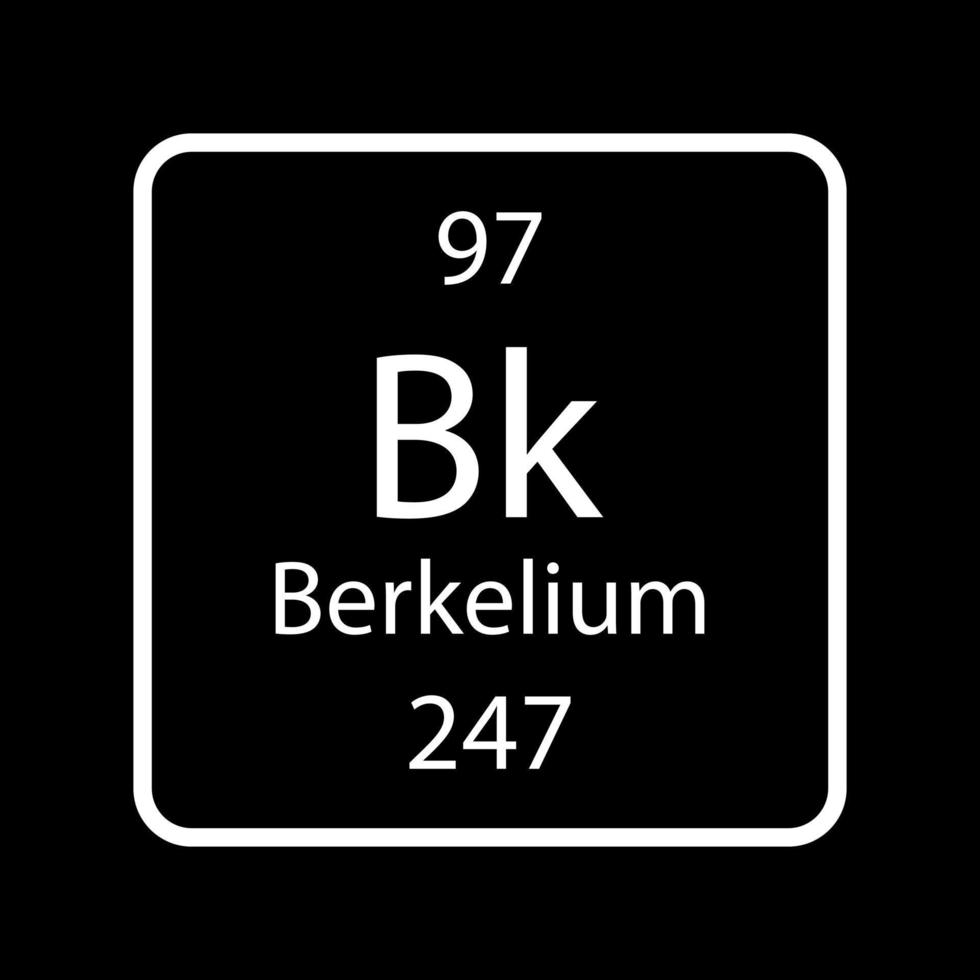 símbolo de berquélio. elemento químico da tabela periódica. ilustração vetorial. vetor