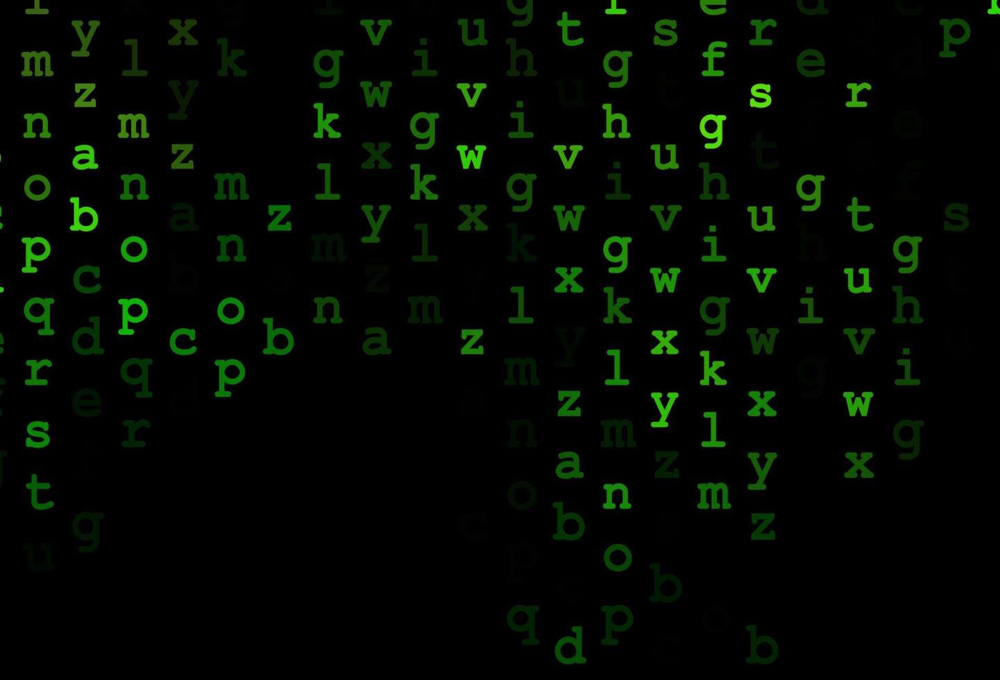 fundo vector verde escuro com sinais do alfabeto.
