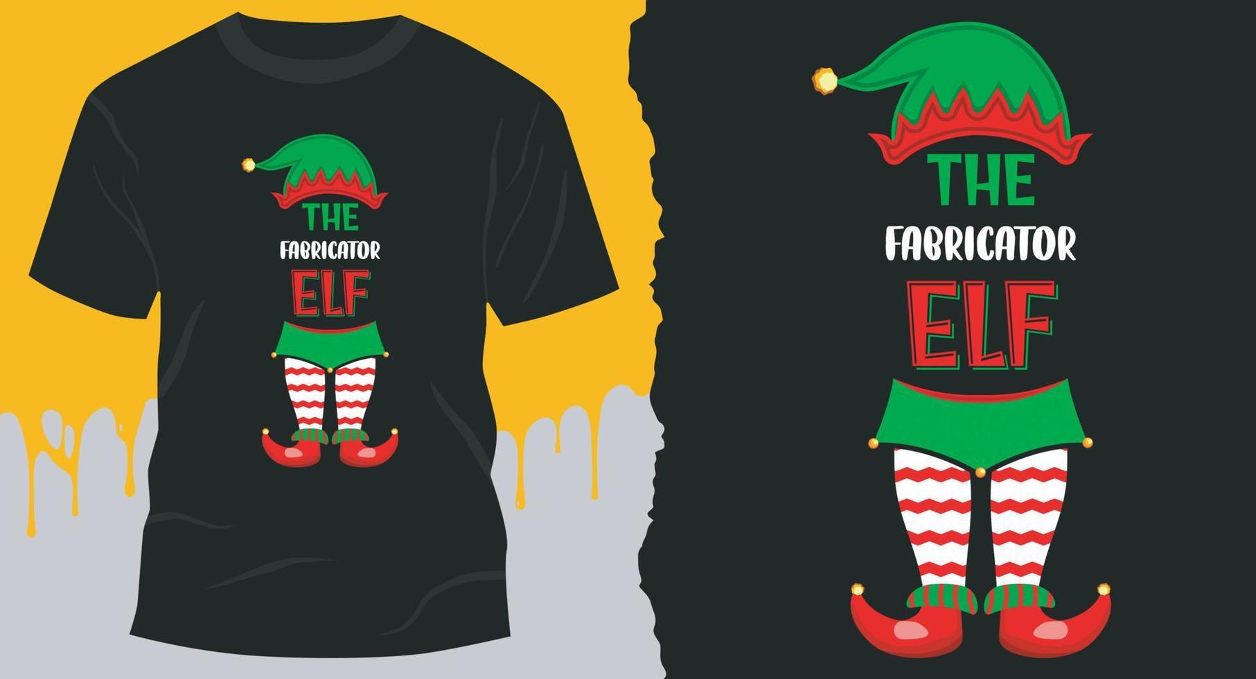 vetor de design de camiseta elf para festa de natal