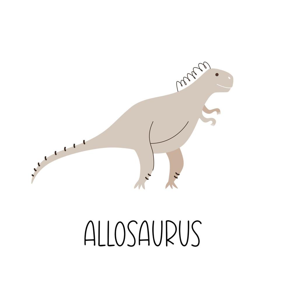 allosaurus de dinossauro bonito pré-histórico é isolado. ilustração vetorial de um animal selvagem vetor
