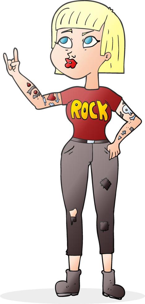 garota de rock desenhada à mão livre vetor