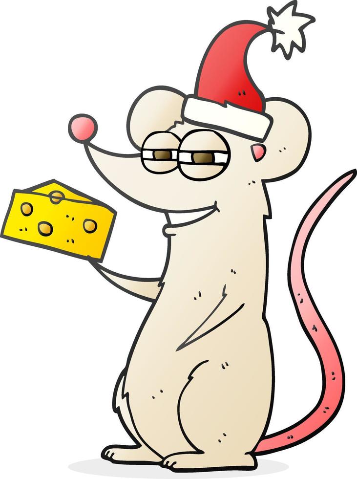 rato de natal de desenho animado desenhado à mão livre vetor