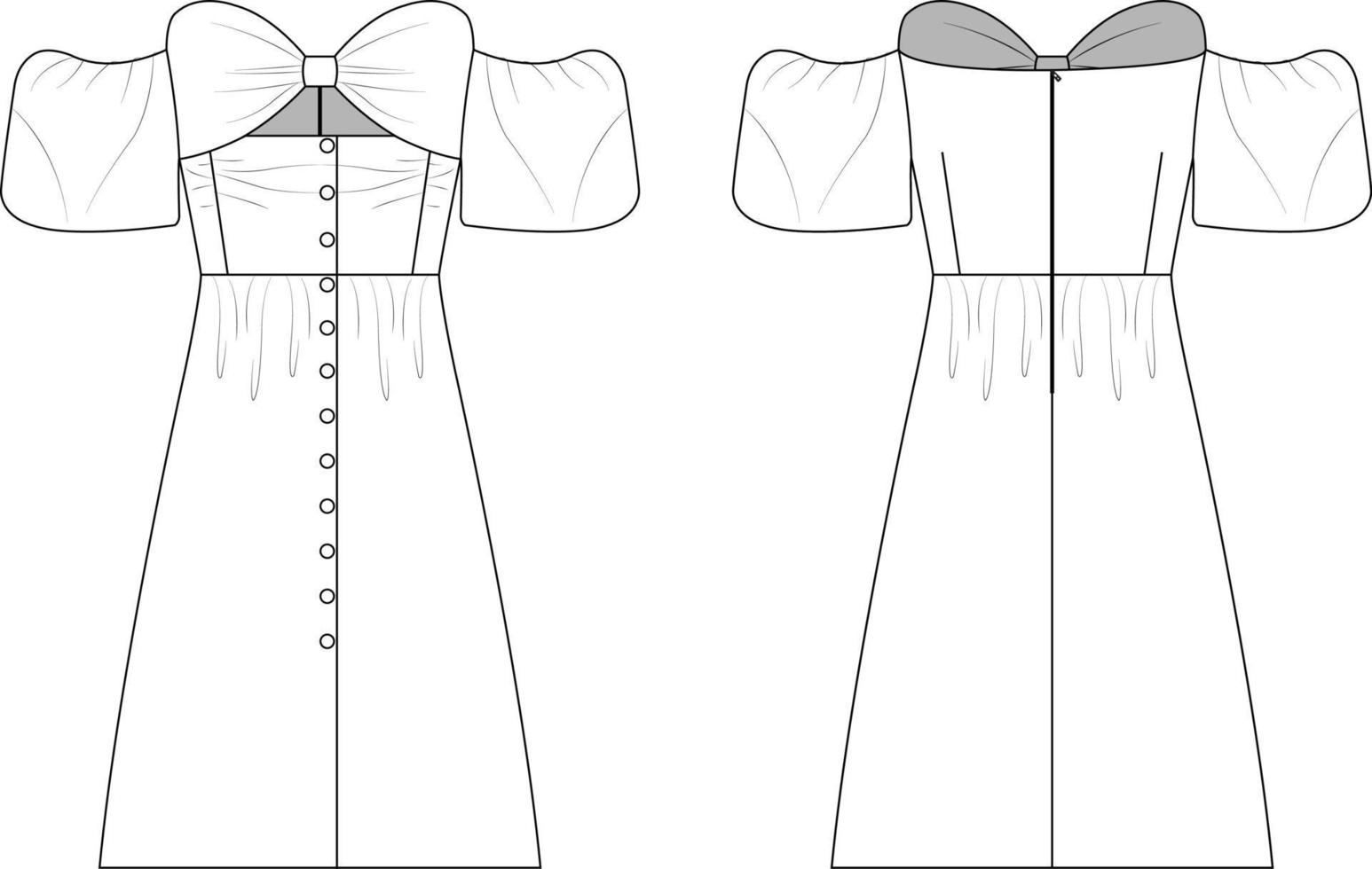 vestido de saia de desenho plano fora do ombro para mulheres vetor