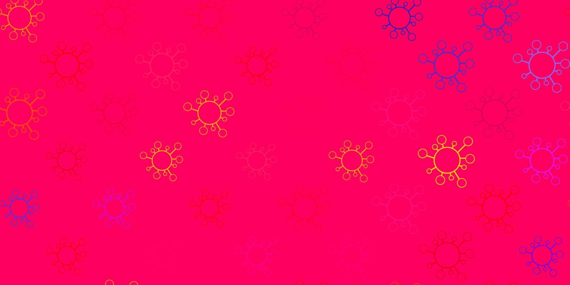 fundo vector rosa claro, amarelo com símbolos covid-19.