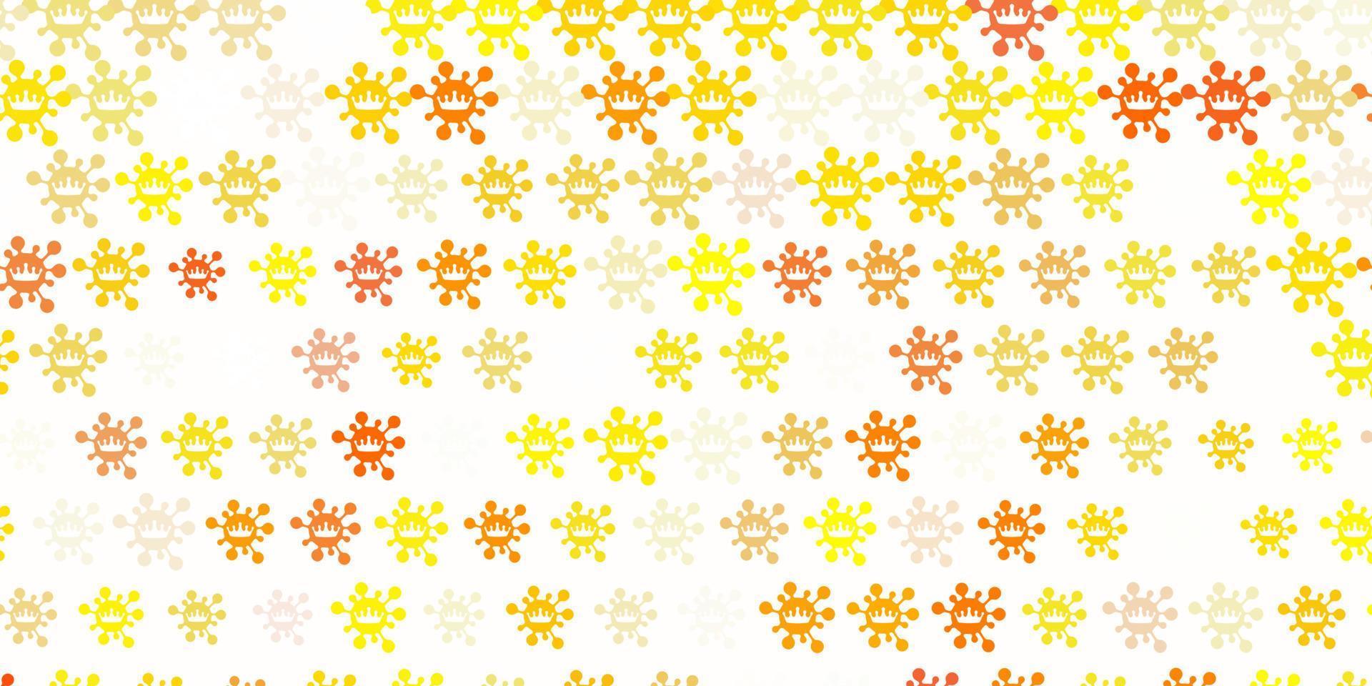 padrão de vetor amarelo claro com elementos de coronavírus.