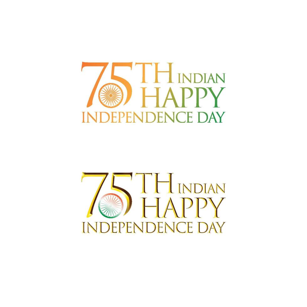 75º logotipo da independência indiana feliz, fundo preto de emblemas tipográficos, uma inscrição em inglês 75º dia da independência indiana feliz vetor