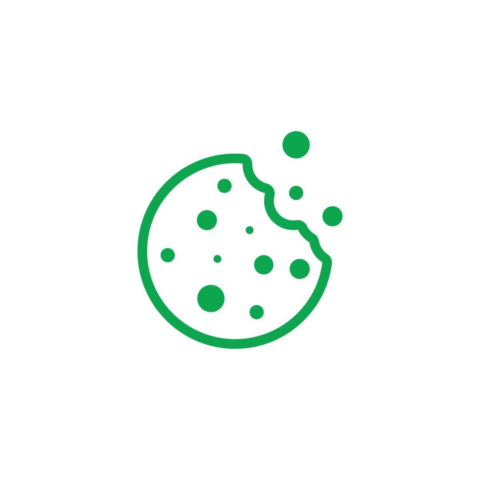 eps10 verde vector cookie cookie abstrato linha arte ícone isolado no fundo branco. símbolo de contorno de biscoito em um estilo moderno simples e moderno para o design do seu site, logotipo e aplicativo móvel