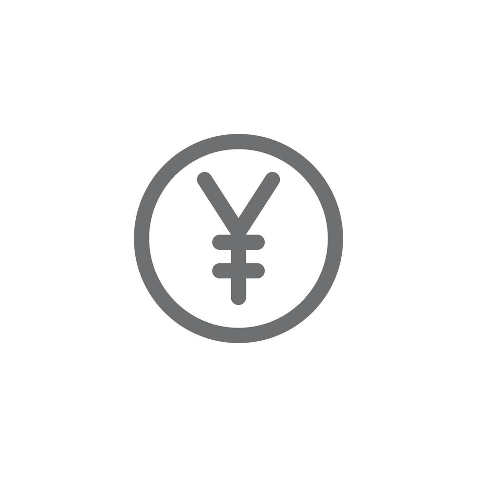 ícone de moeda de iene japonês de vetor cinza eps10 isolado no fundo branco. moeda yuan com um símbolo de círculo em um estilo moderno simples e moderno para o design do seu site, logotipo e aplicativo móvel