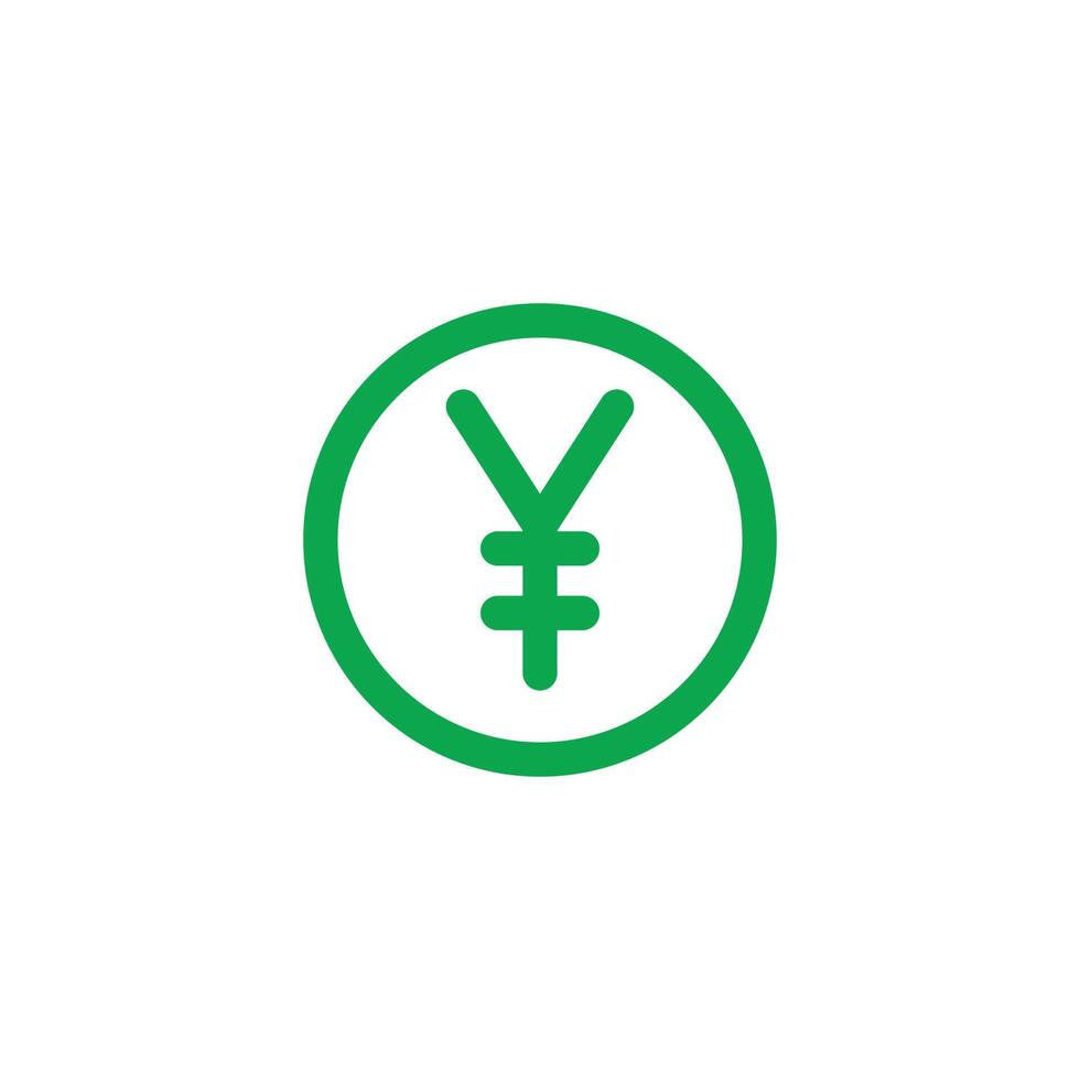 ícone de moeda de iene japonês de vetor verde eps10 isolado no fundo branco. moeda yuan com um símbolo de círculo em um estilo moderno simples e moderno para o design do seu site, logotipo e aplicativo móvel