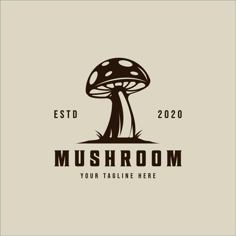 cogumelo logotipo vetor ilustração vintage modelo ícone design gráfico. sinal de alimentos orgânicos ou símbolo para produtos agrícolas com estilo retrô