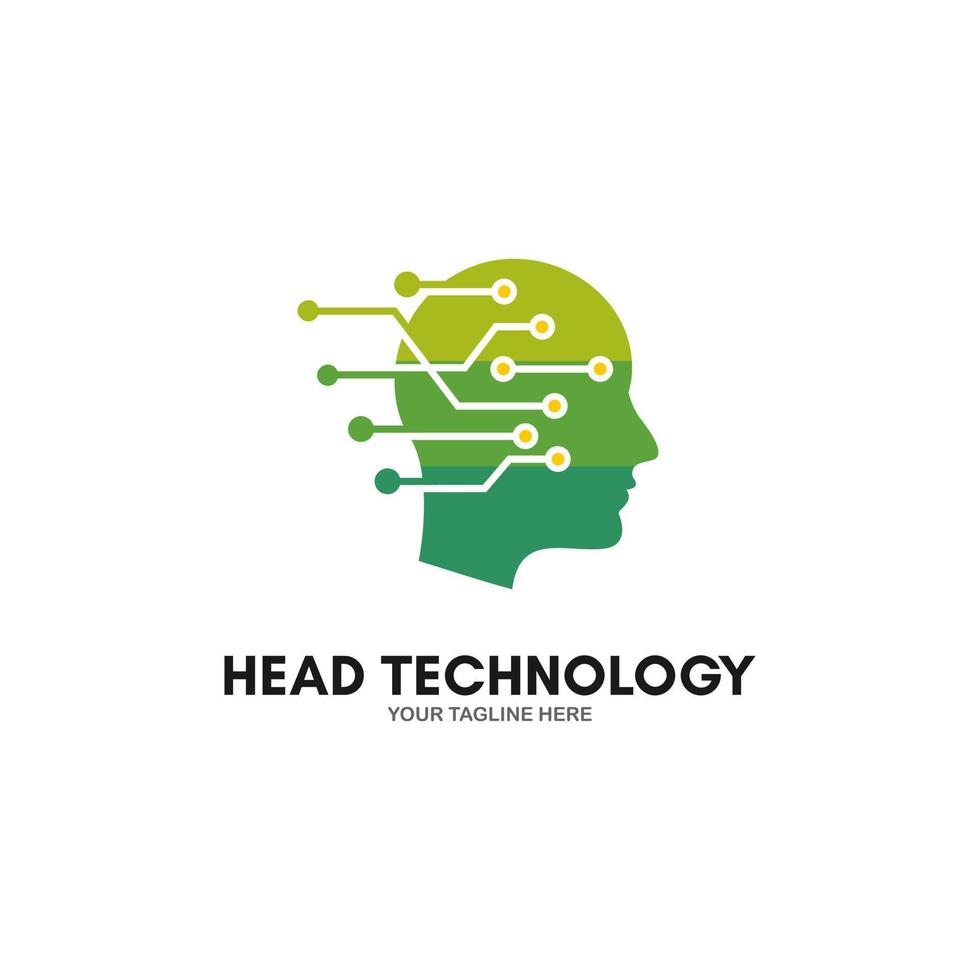 design de ícone de logotipo de cabeça humana de tecnologia vetor
