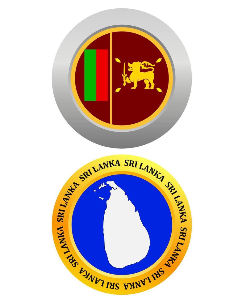 botão como um símbolo bandeira do sri lanka e mapa em um fundo branco vetor