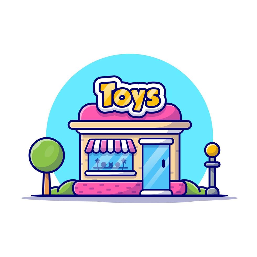ilustração de ícone de vetor dos desenhos animados de loja de brinquedos. negócio edifício ícone conceito isolado vetor premium. estilo de desenho animado plano