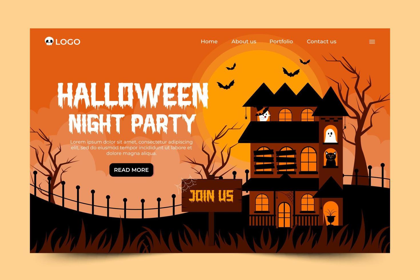 modelo de design gráfico de halloween simples e elegante que é fácil de personalizar vetor