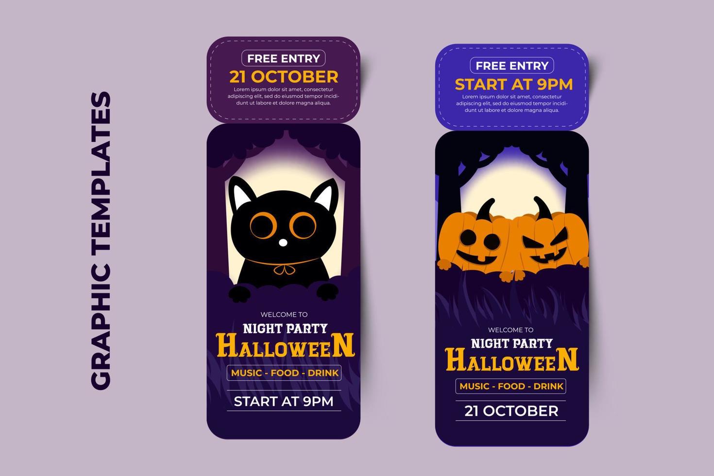 modelo de design gráfico de halloween simples e elegante que é fácil de personalizar vetor