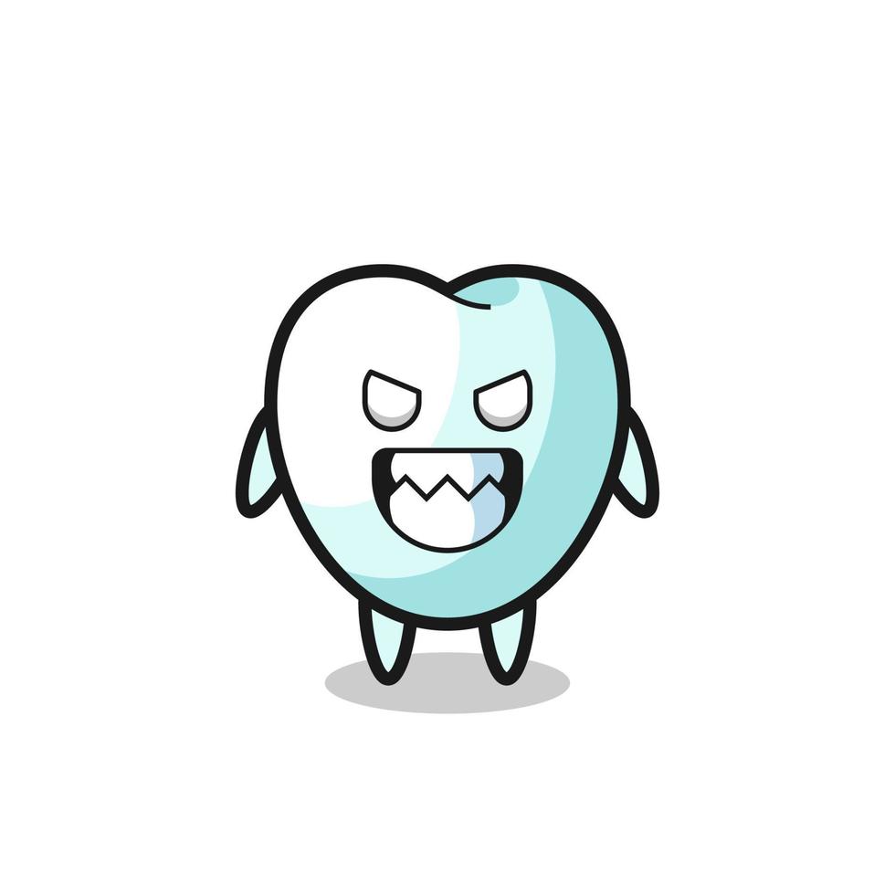 expressão maligna do personagem mascote bonito do dente vetor