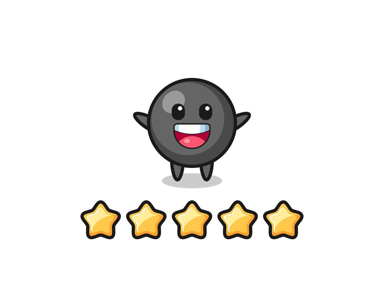 a ilustração da melhor classificação do cliente, personagem fofa de símbolo de ponto com 5 estrelas vetor