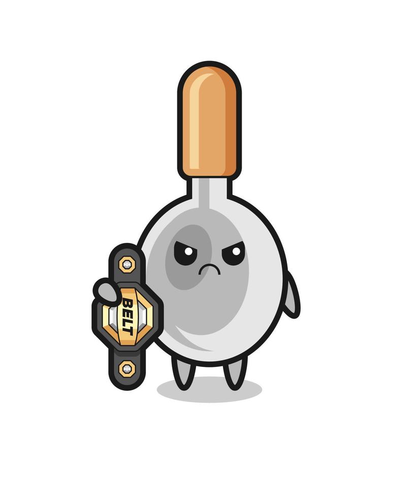 personagem de mascote de colher de cozinha como lutador de mma com o cinto de campeão vetor