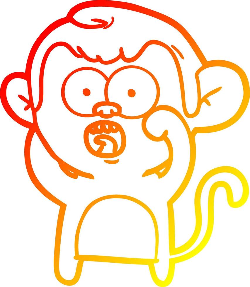 desenho de linha de gradiente quente desenho animado macaco chocado vetor