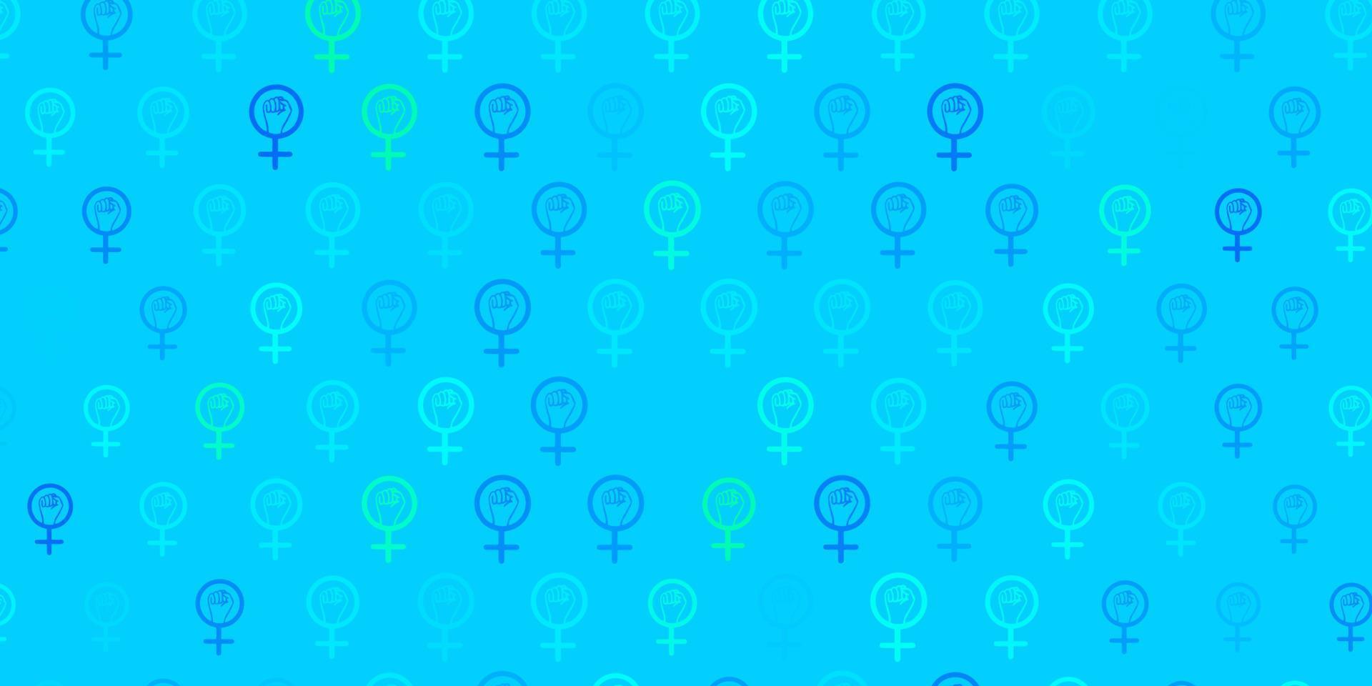 fundo vector azul, verde claro com símbolos de mulher.