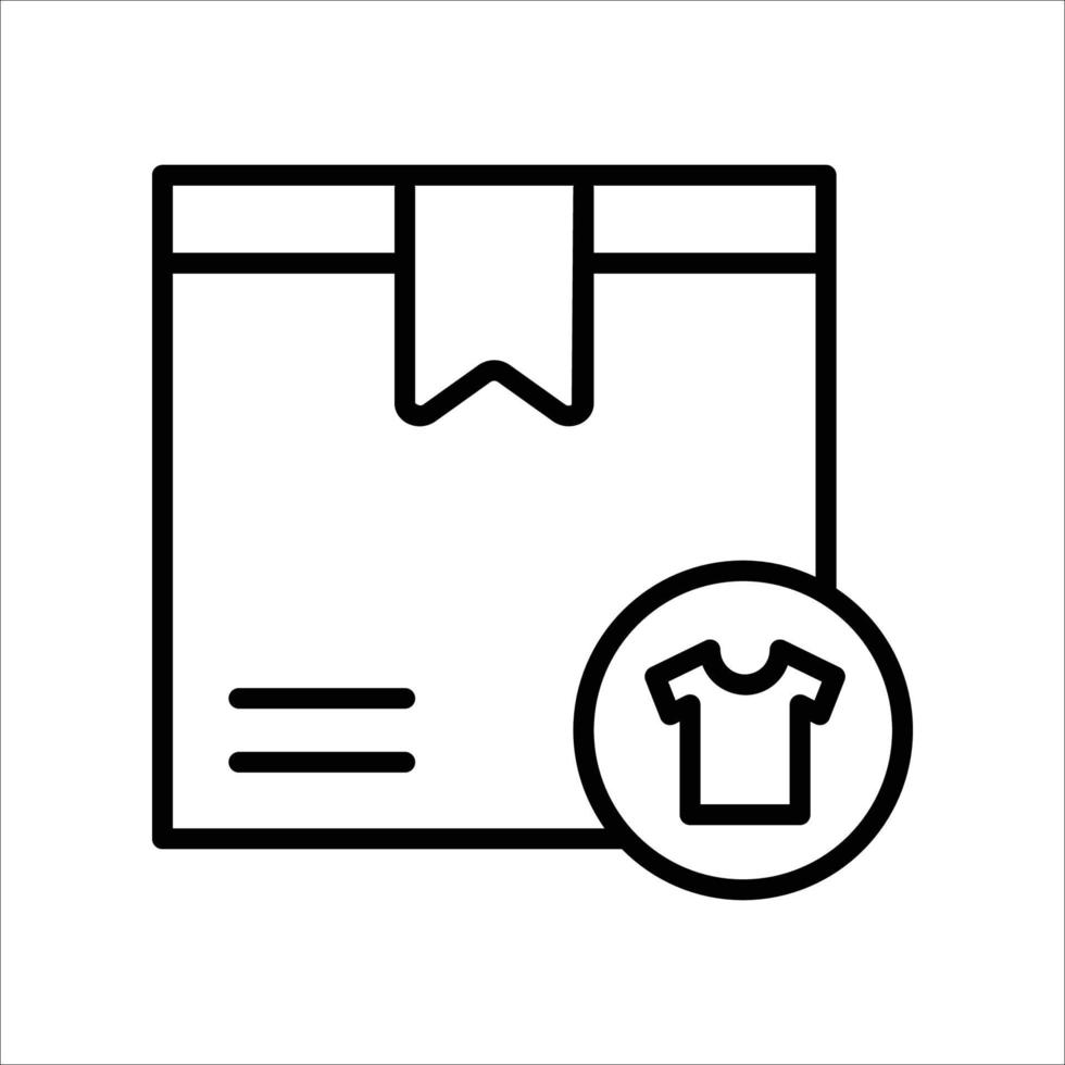 ícone de linha de caixa de entrega de roupas vetor