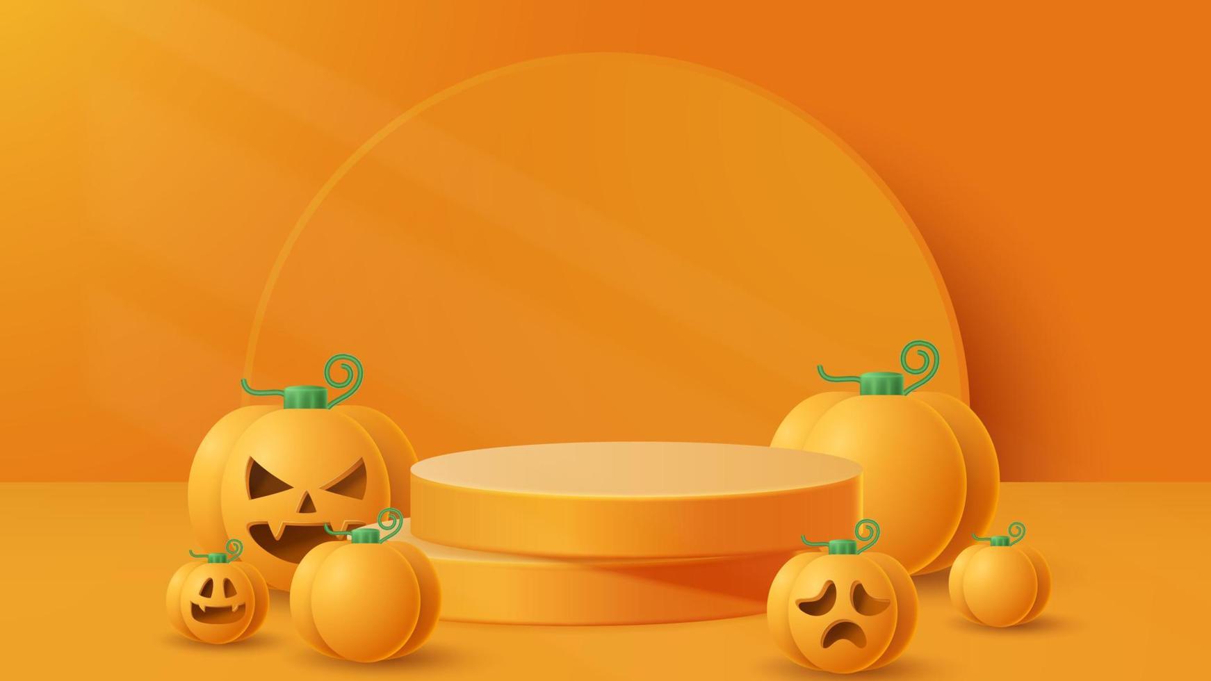 fundo de decoração de pódio de exibição de halloween com ornamento assustador. ilustração vetorial 3d vetor