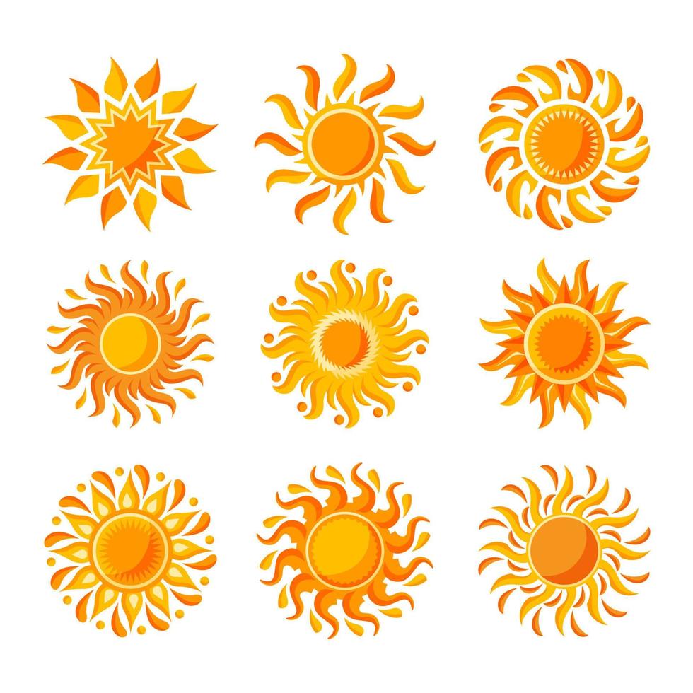 coleção de ícones de sol vetor