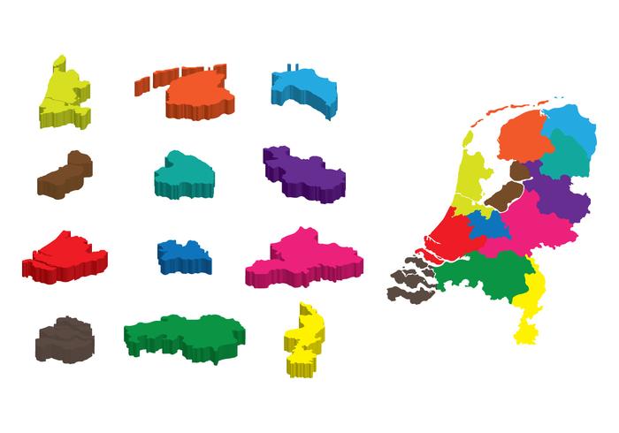 Mapa de 3D Netherland vetor