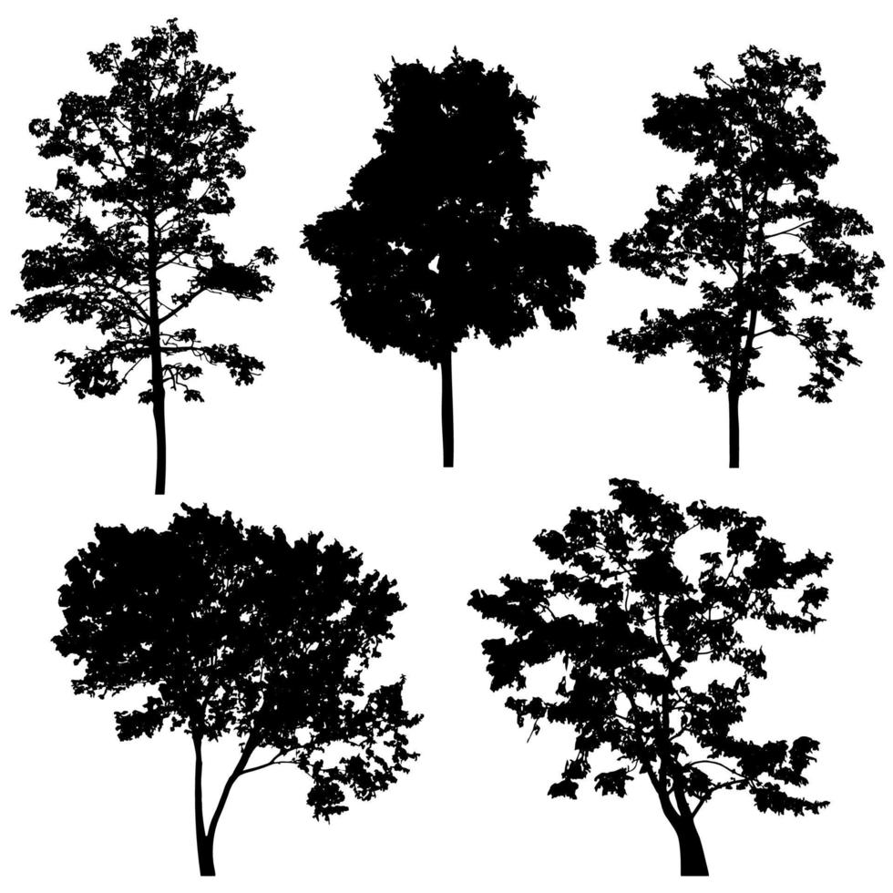 conjunto de vetor de silhueta de árvore