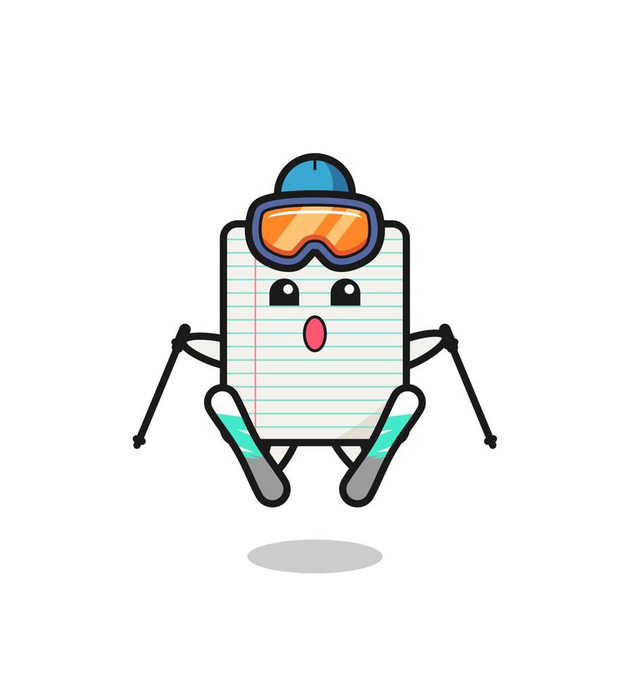 personagem mascote de papel como jogador de esqui vetor