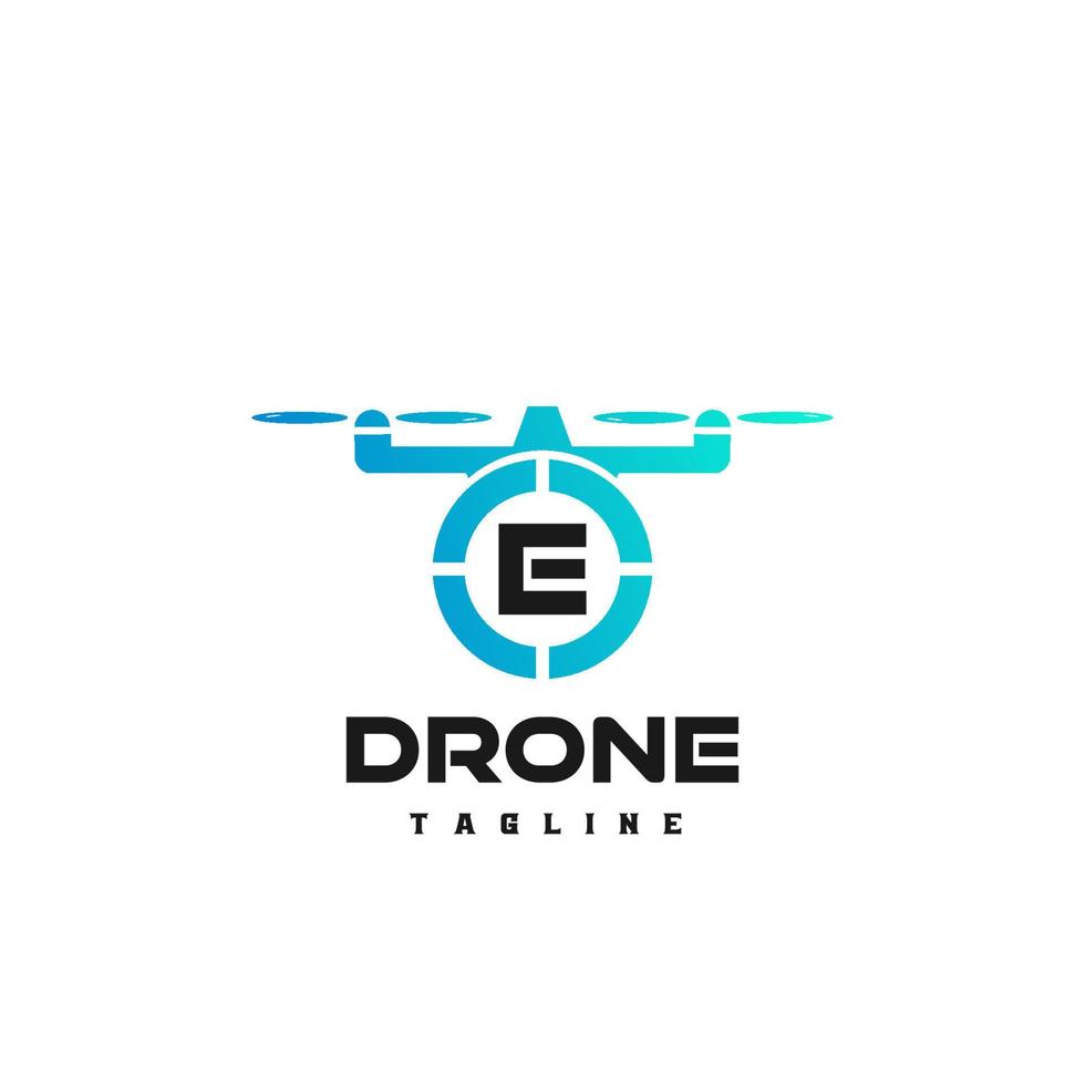 e arte do logotipo da letra inicial para loja de drones. logotipo para loja de drones, logotipo de drone com inicial. vetor