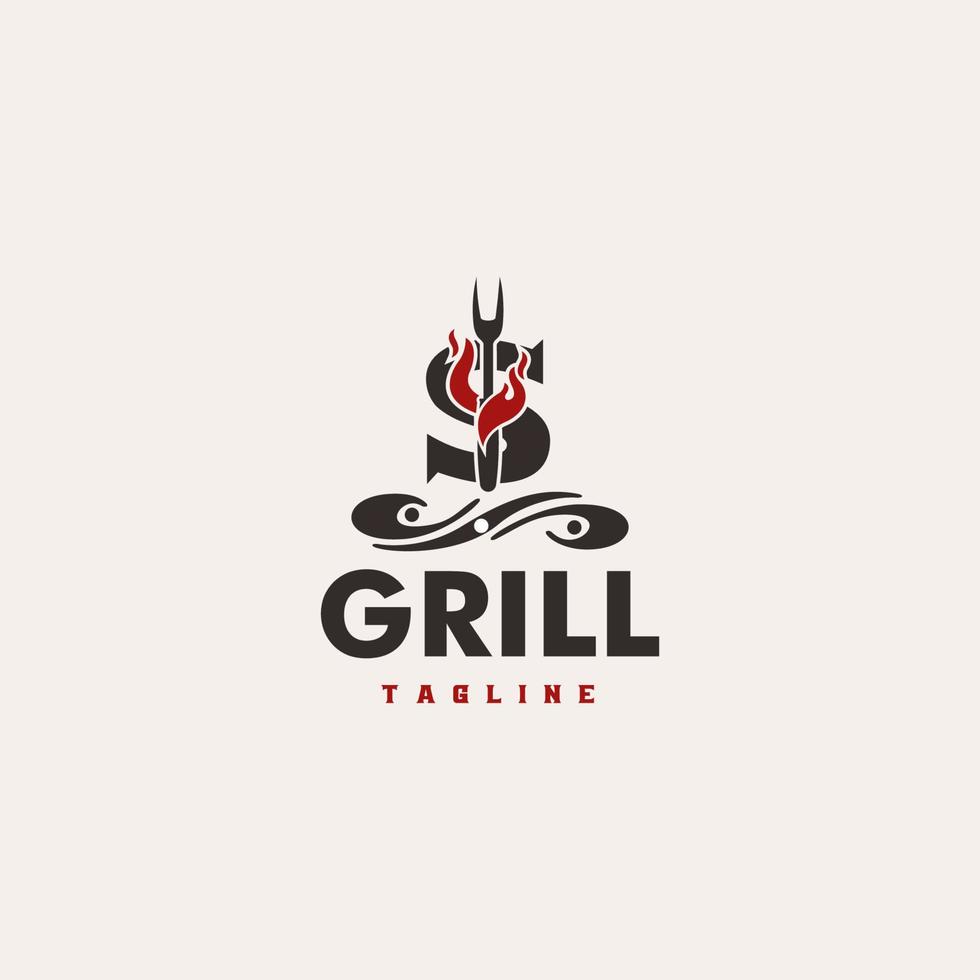 s carta grill básico e elegante design artístico mínimo baseado em vetor de logotipo de ícone