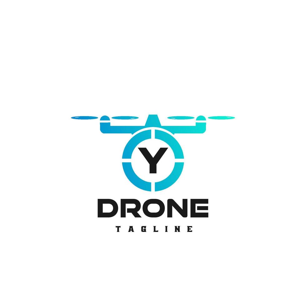 y arte do logotipo da letra inicial para loja de drones. logotipo para loja de drones, logotipo de drone com inicial. vetor