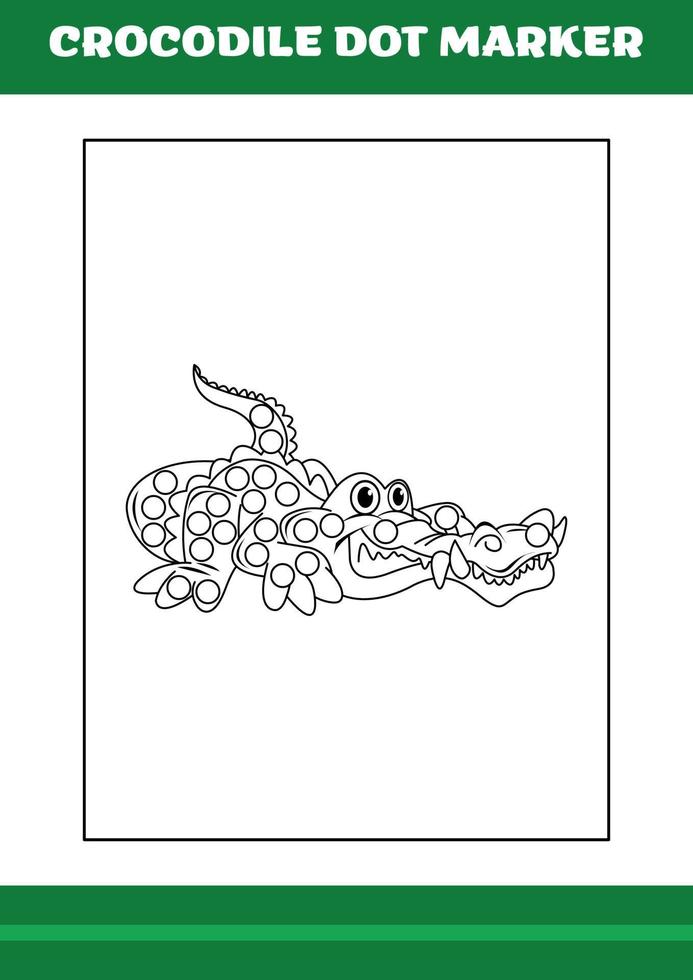 marcador de ponto de educação para crianças. desenho de marcador de ponto de crocodilo para colorir para crianças vetor