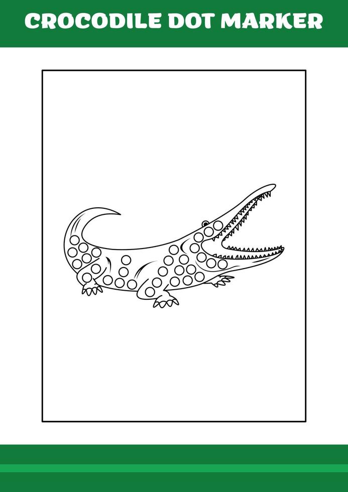 marcador de ponto de educação para crianças. desenho de marcador de ponto de crocodilo para colorir para crianças vetor