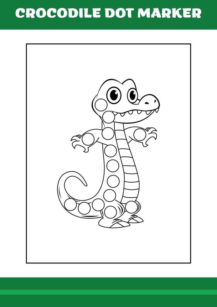 marcador de ponto de educação para crianças. desenho de marcador de ponto de crocodilo para colorir para crianças vetor