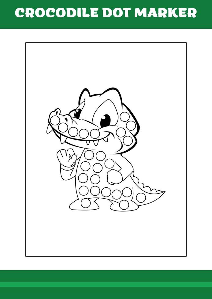 marcador de ponto de educação para crianças. desenho de marcador de ponto de crocodilo para colorir para crianças vetor