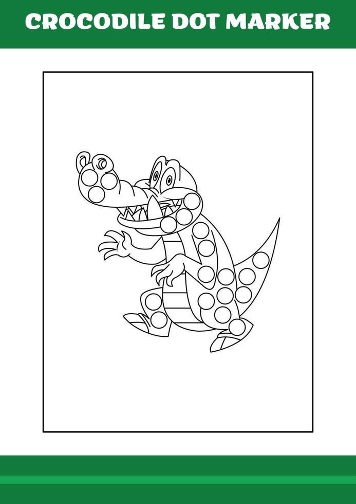 marcador de ponto de educação para crianças. desenho de marcador de ponto de crocodilo para colorir para crianças vetor