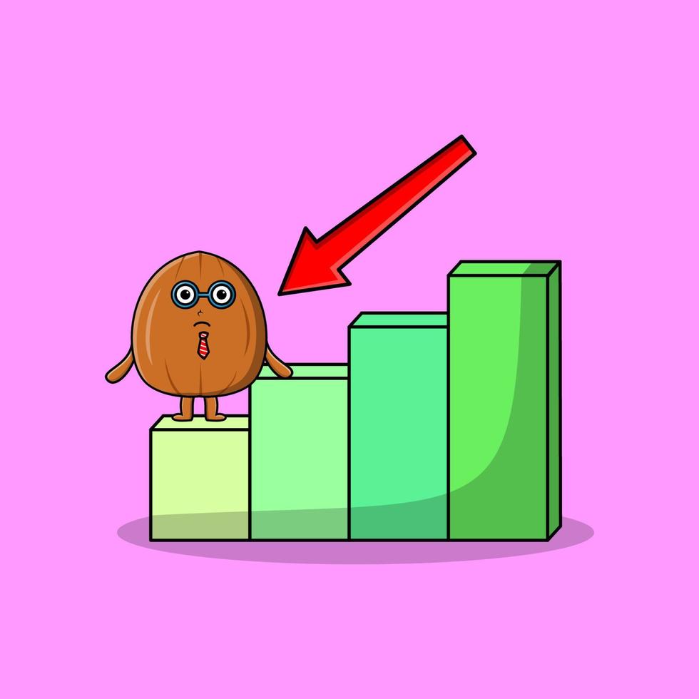 empresário bonitinho de amêndoa com um gráfico de inflação vetor