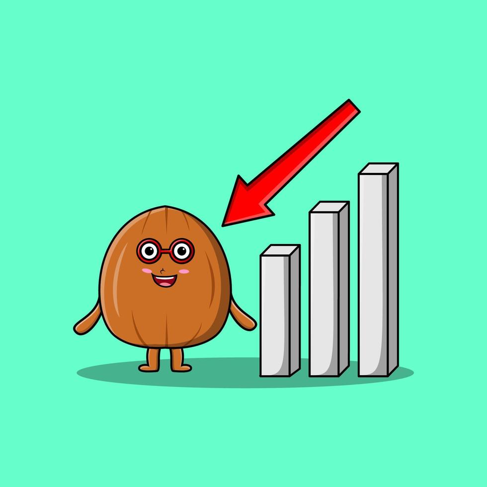 porca de amêndoa bonito dos desenhos animados com gráfico de sinal para baixo vetor