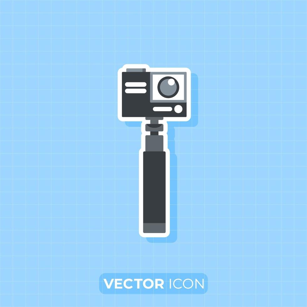 câmera de ação no ícone do estabilizador, elemento de design plano. vetor