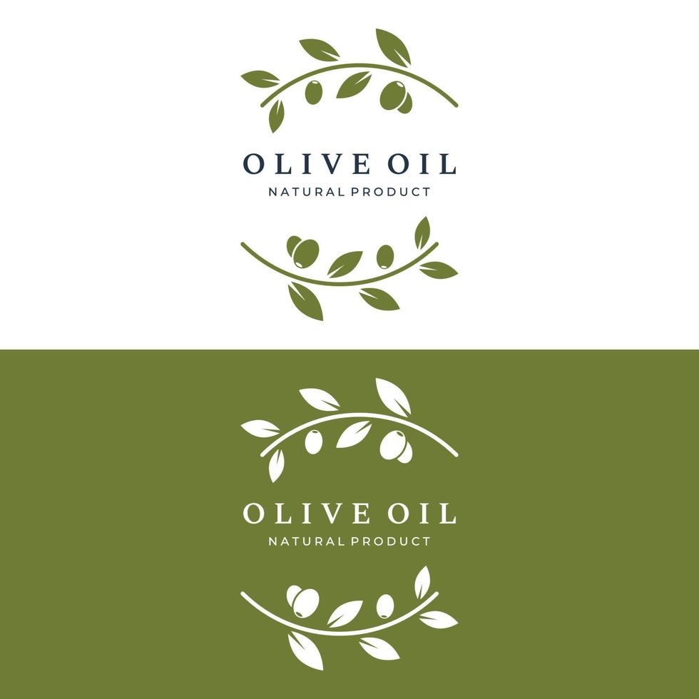 design de logotipo de azeite e óleo de ervas naturais com ramo de oliveira. logotipo para negócios, branding, fitoterapia e spa. vetor
