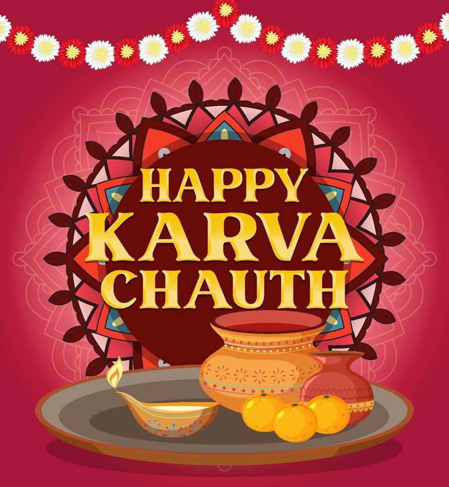 design de cartaz feliz karva chauth vetor