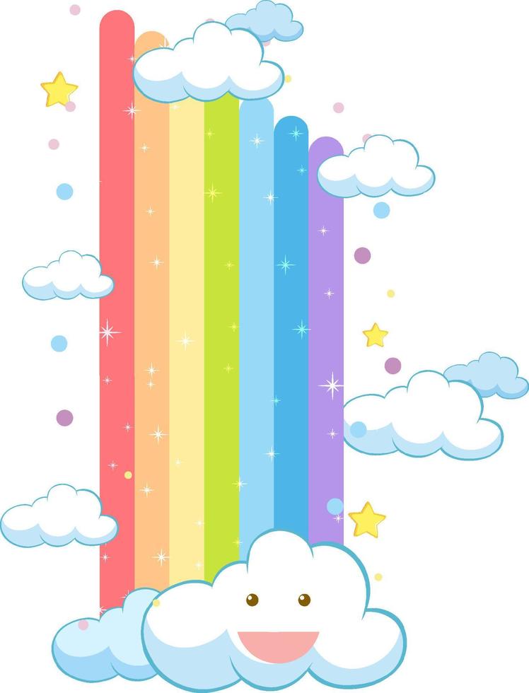 arco-íris pastel colorido com nuvens vetor
