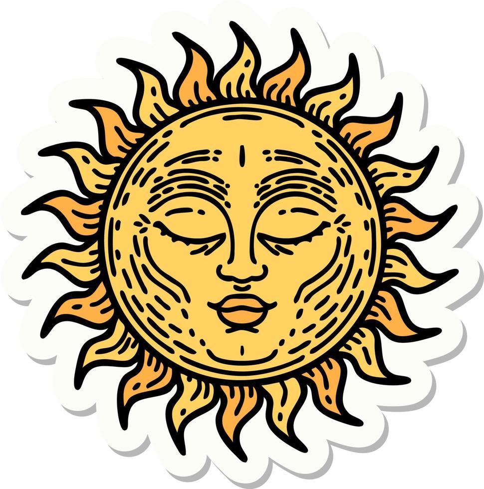 adesivo de tatuagem em estilo tradicional de um sol vetor