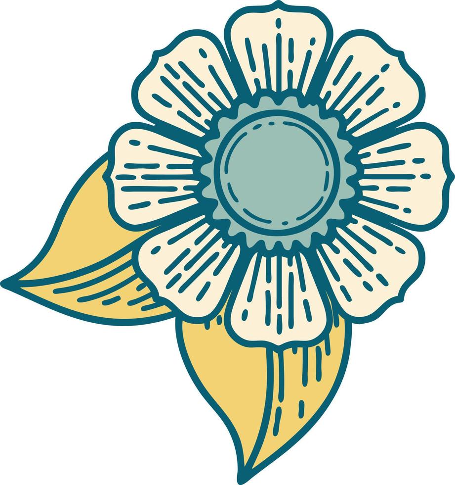 imagem de estilo de tatuagem icônica de uma flor vetor