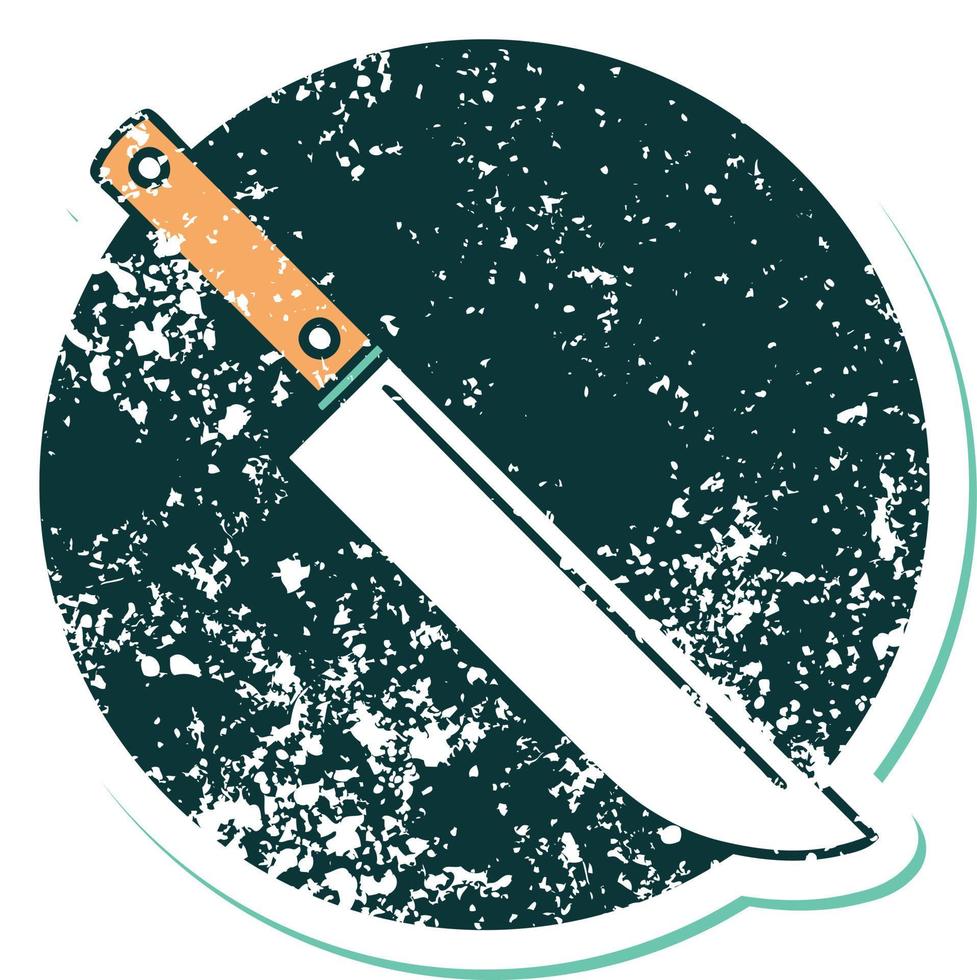 imagem icônica do estilo de tatuagem de adesivo angustiado de uma faca vetor