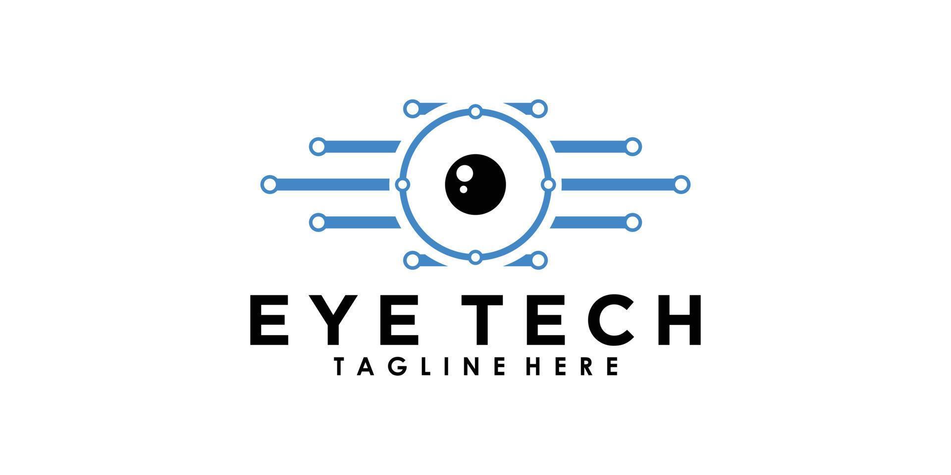 design de logotipo de tecnologia ocular com vetor premium de conceito criativo