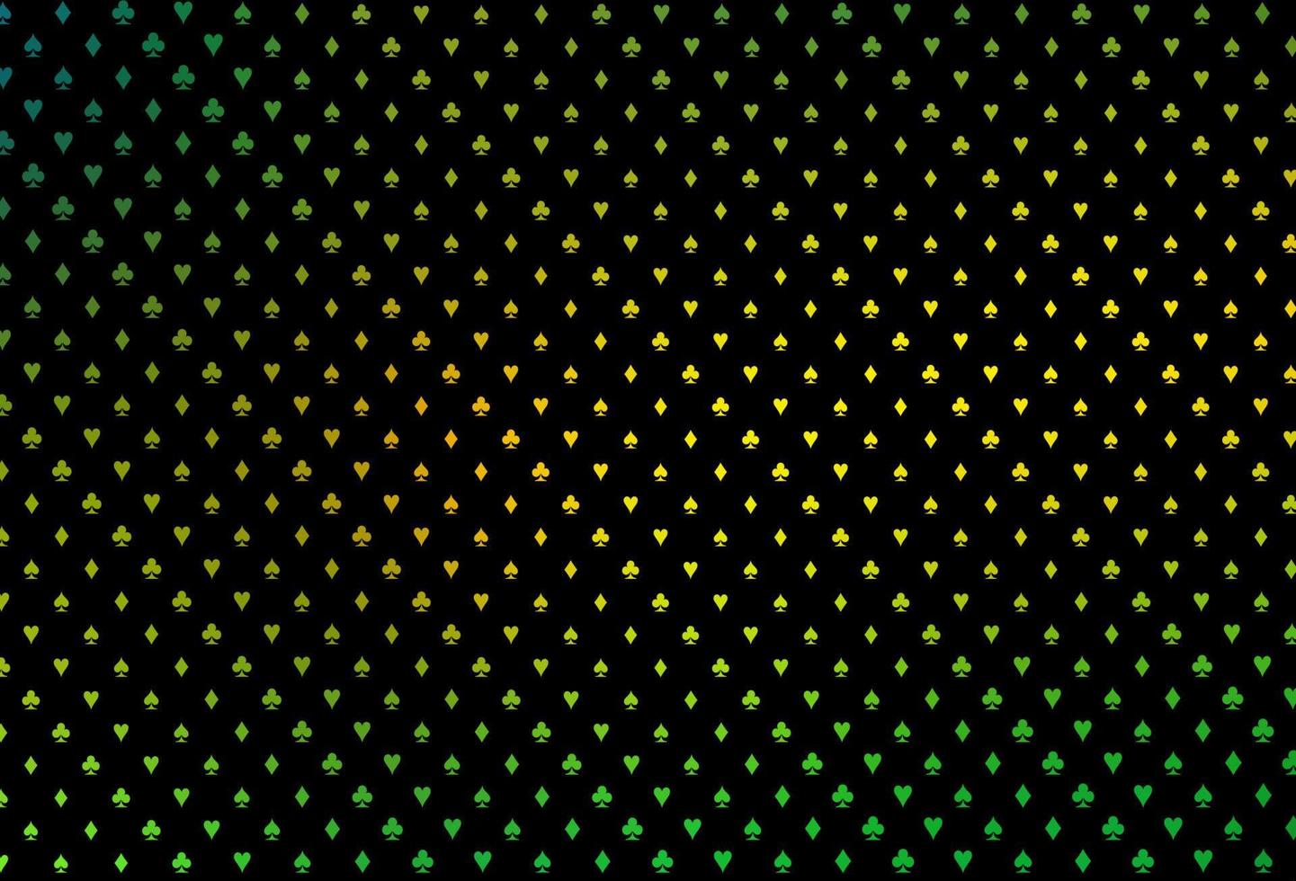 textura de vetor verde e amarelo escuro com cartas de jogar.